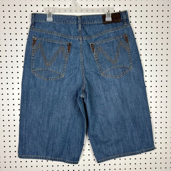Sean John Other - Sean John Baggy Jean Shorts 34 Hip Hop Leather Jorts Wide Leg Skate Y2K Pocket